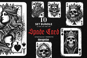 10 Bundle Dark Art Spade Cards King, an Illustration by Morspective