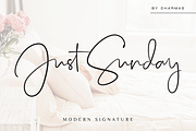 Just Sunday - Family Modern Script, a Script Font by Dharmas Foundry (Thumbnail 1 of 16)
