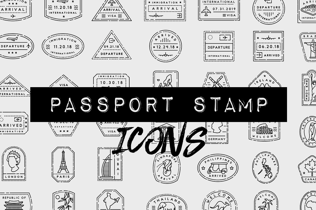 45 Passport Stamp Icons - Travel, an Outline Icon by Hatch Design Workshop (Photo 8 of 10)