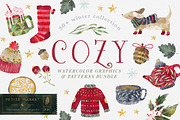 Cozy Winter Watercolor Set, an Illustration by PetiteMarket (Thumbnail 1 of 3)