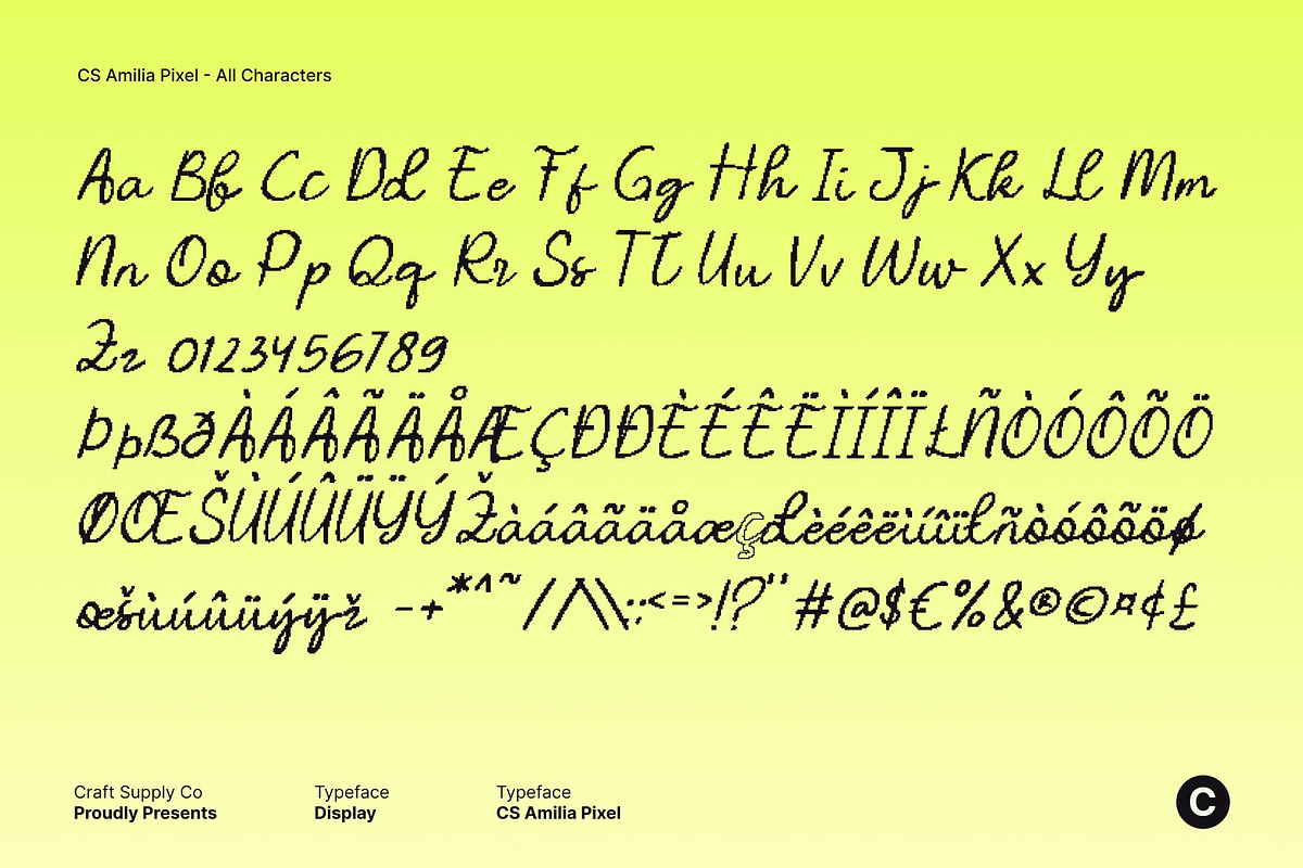 CS Amilia Pixel, a Script Font by Craft Supply Co. (Photo 3 of 8)