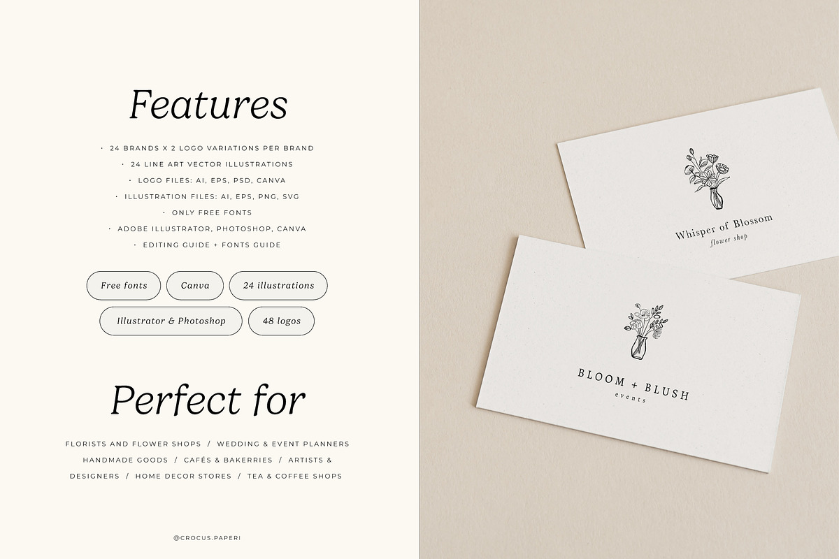 Botanical logos Vol. 4, a Branding & Logo Template by Crocus Paperi (Photo 2 of 16)