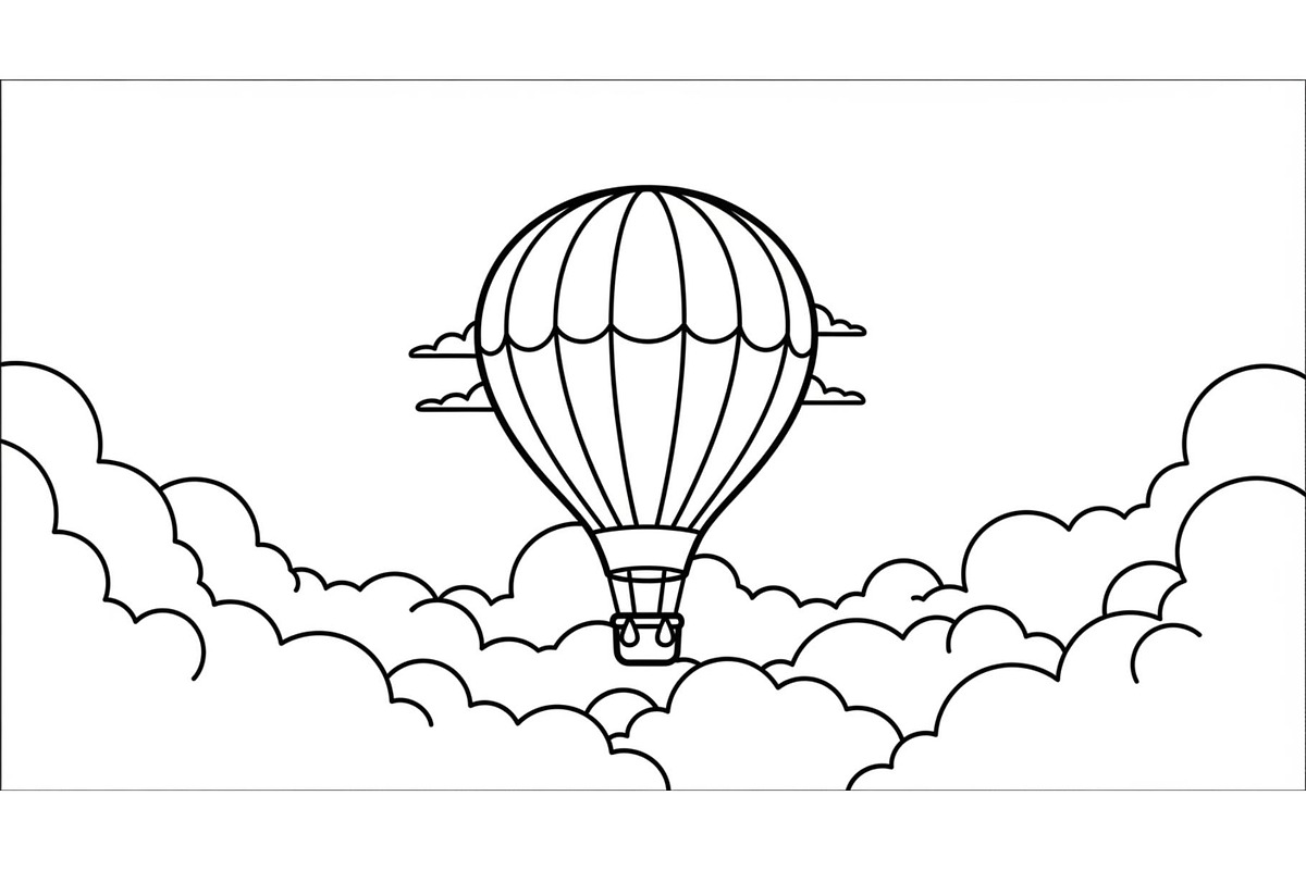 Hot Air Balloon Cloud Line Art bundl, an Illustration by Designer_Momina (Photo 49 of 51)