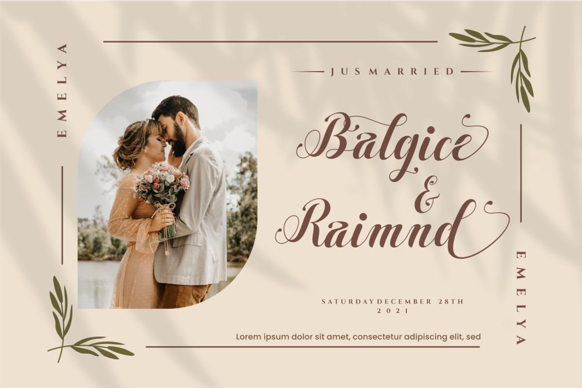 Emelya - Elegant Calligraphy Font, a Script Font by Idea Studio (Photo 7 of 11)