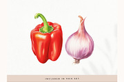 Watercolor Vegetables Clipart, Fresh, a Decorative Illustration by illuztrate (Thumbnail 1 of 9)
