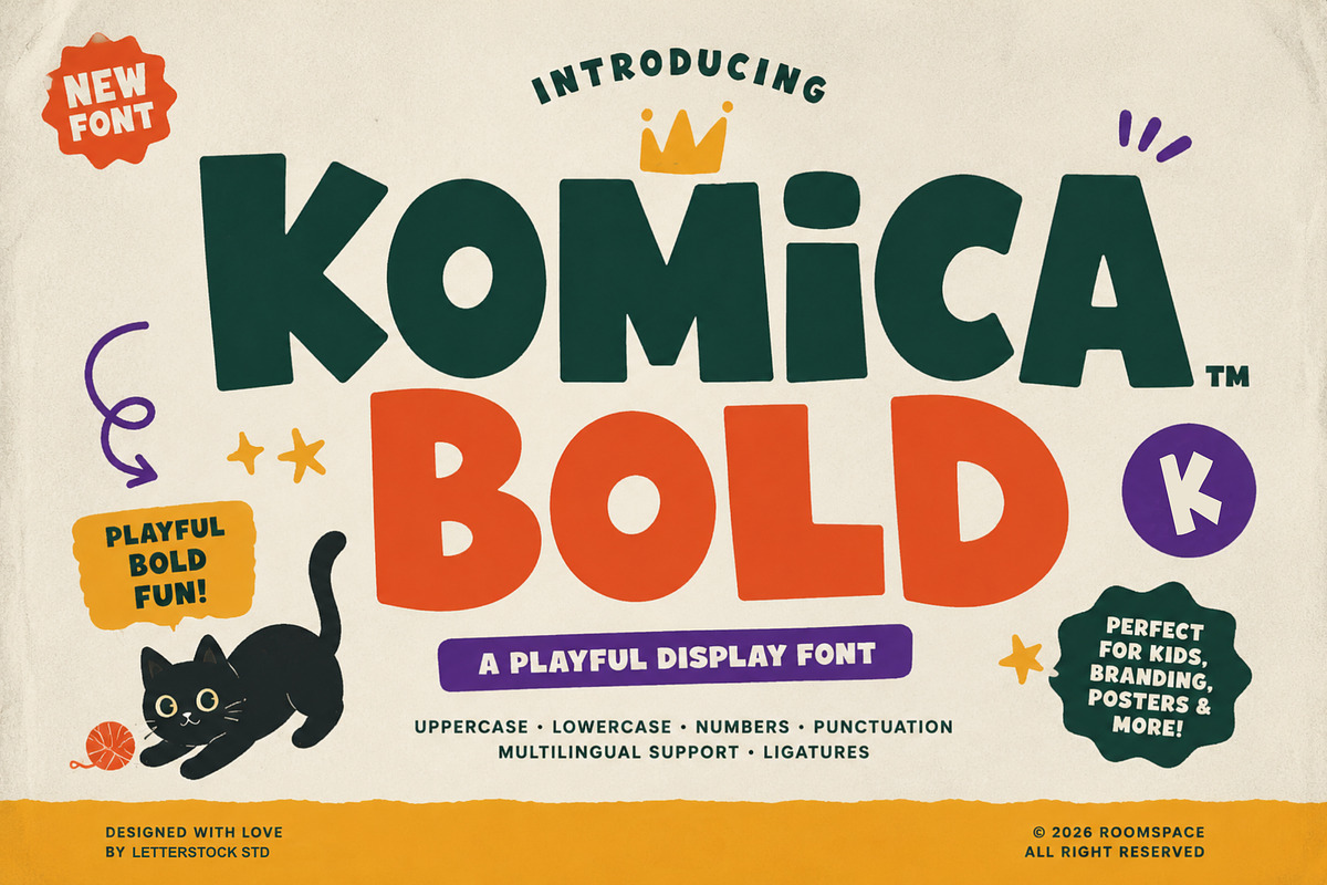Komica - Decorative Font, a Sans Serif Font by LetterStock (Photo 1 of 5)