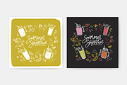 Smoothie drinks set + backgrounds, a Food Illustration by Good Studio (Thumbnail 4 of 25)