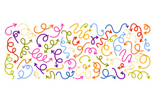 Colorful Curved Arrow Set Isolated, an Illustration by Flashvector