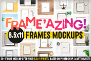 Frame'azing ‒ 8.5x11 Frame Mockups, a Print Template by Frisk Shop (Thumbnail 1 of 9)