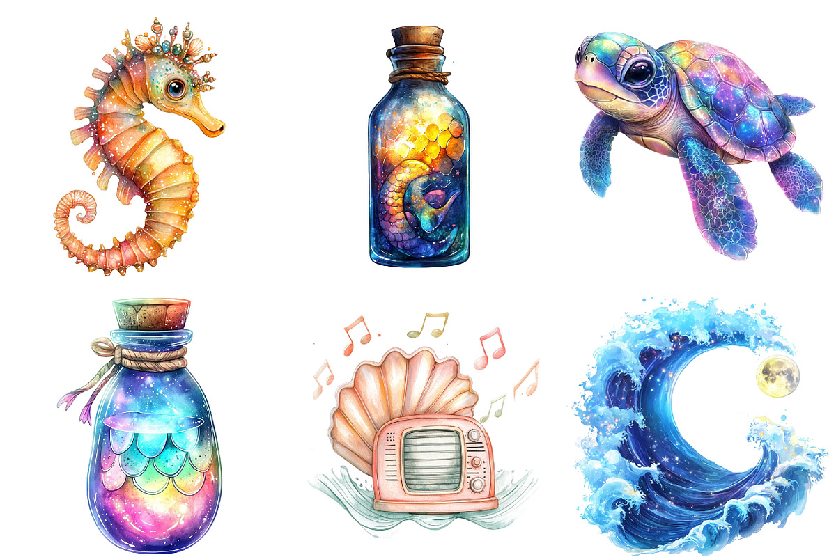 Magical Ocean Sublimation Clipart, an Illustration by Watercolor design (Photo 4 of 5)