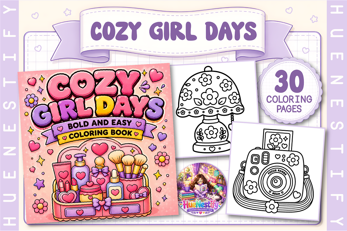 Cozy Girl Days Coloring Book, a Decorative Illustration by HueNestify (Photo 1 of 4)