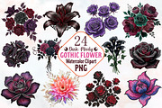 Dark Moody Gothic Flower Clipart, an Illustration by RobertsArt (Thumbnail 1 of 7)