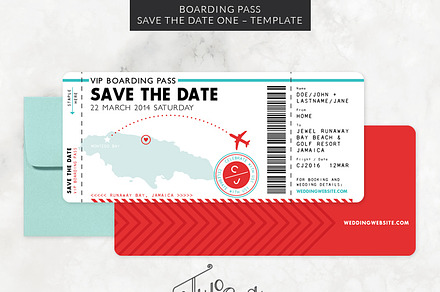 Boarding Pass Save the Date Template