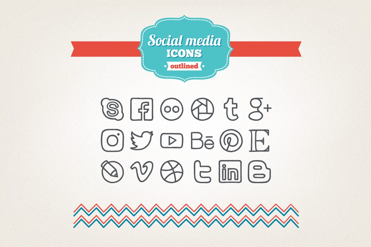 Hand drawn social media icons