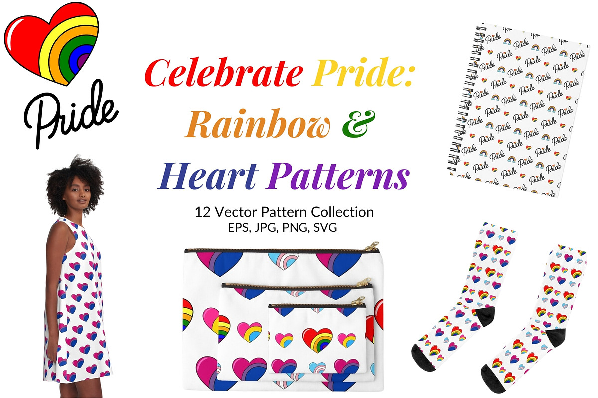 Celebrate Pride: Rainbow & Heart, a Pattern Graphic by Elatedowl (Photo 1 of 11)