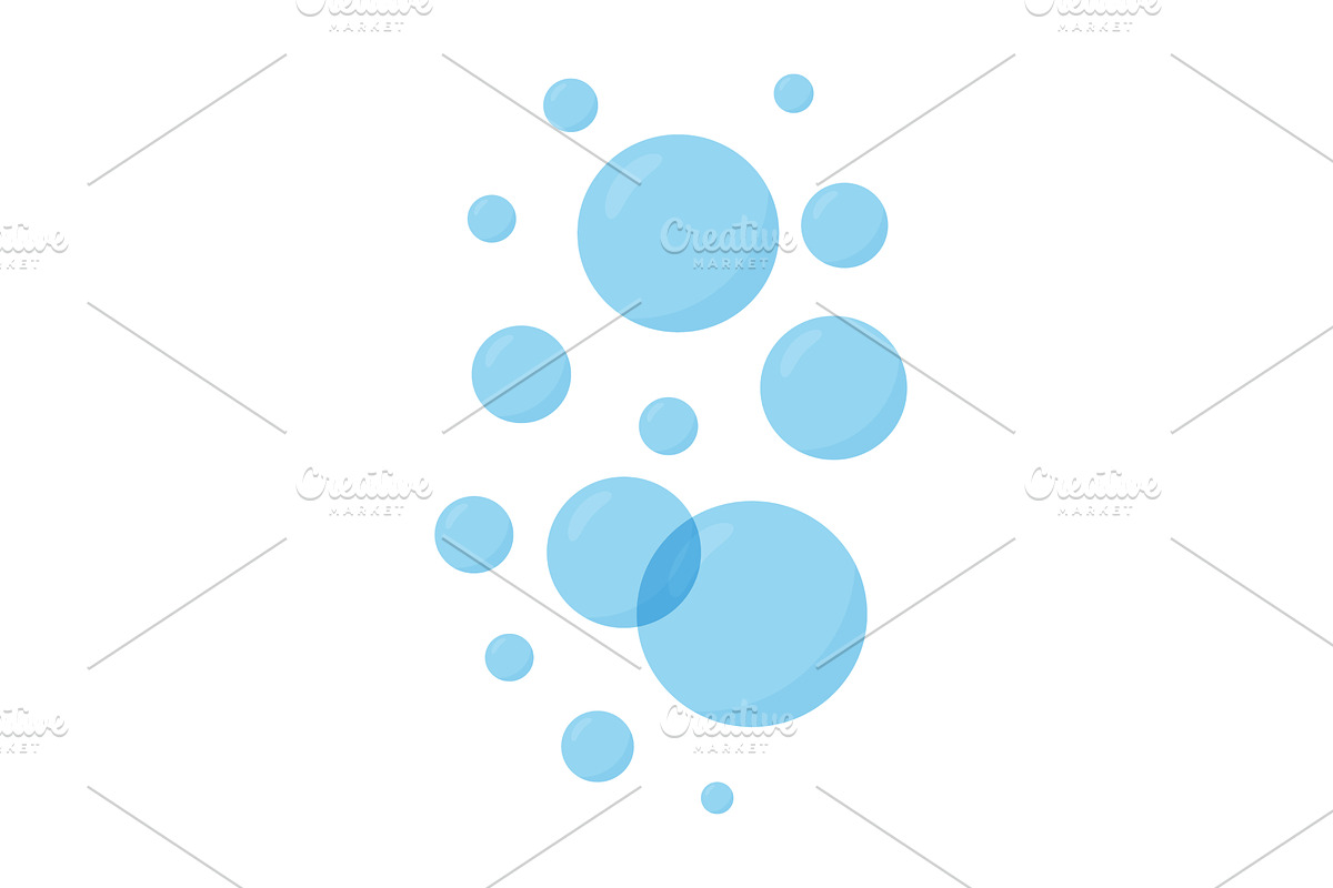 Soft blue bubble. Flat vector water, an Illustration by GraphiShop