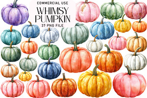 Whimsy Pumpkin Clipart, an Illustration by Daily.Designs