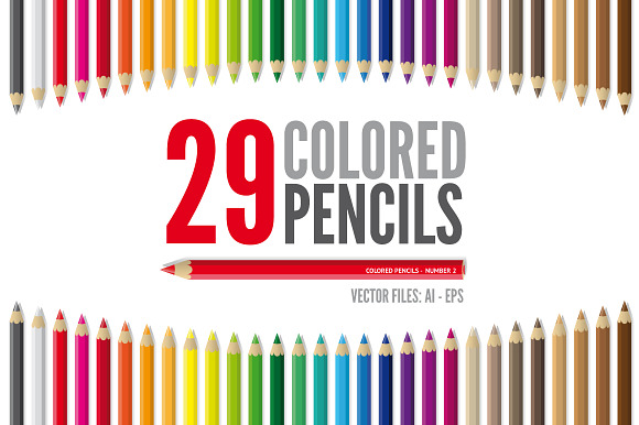 29 Vector Colored Pencils