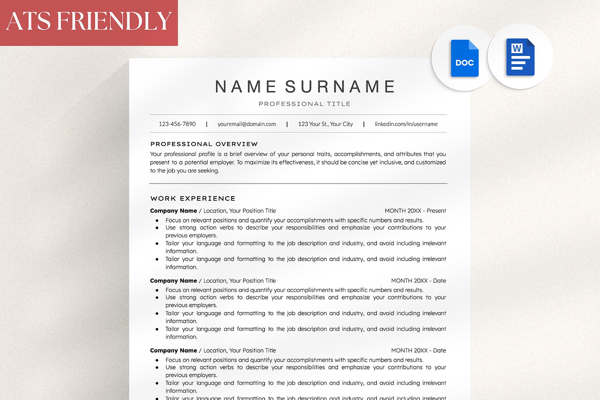 ATS Resume Google Docs Resume, a Resume Template by OkiDocs Resume Templates (Photo 1 of 10)