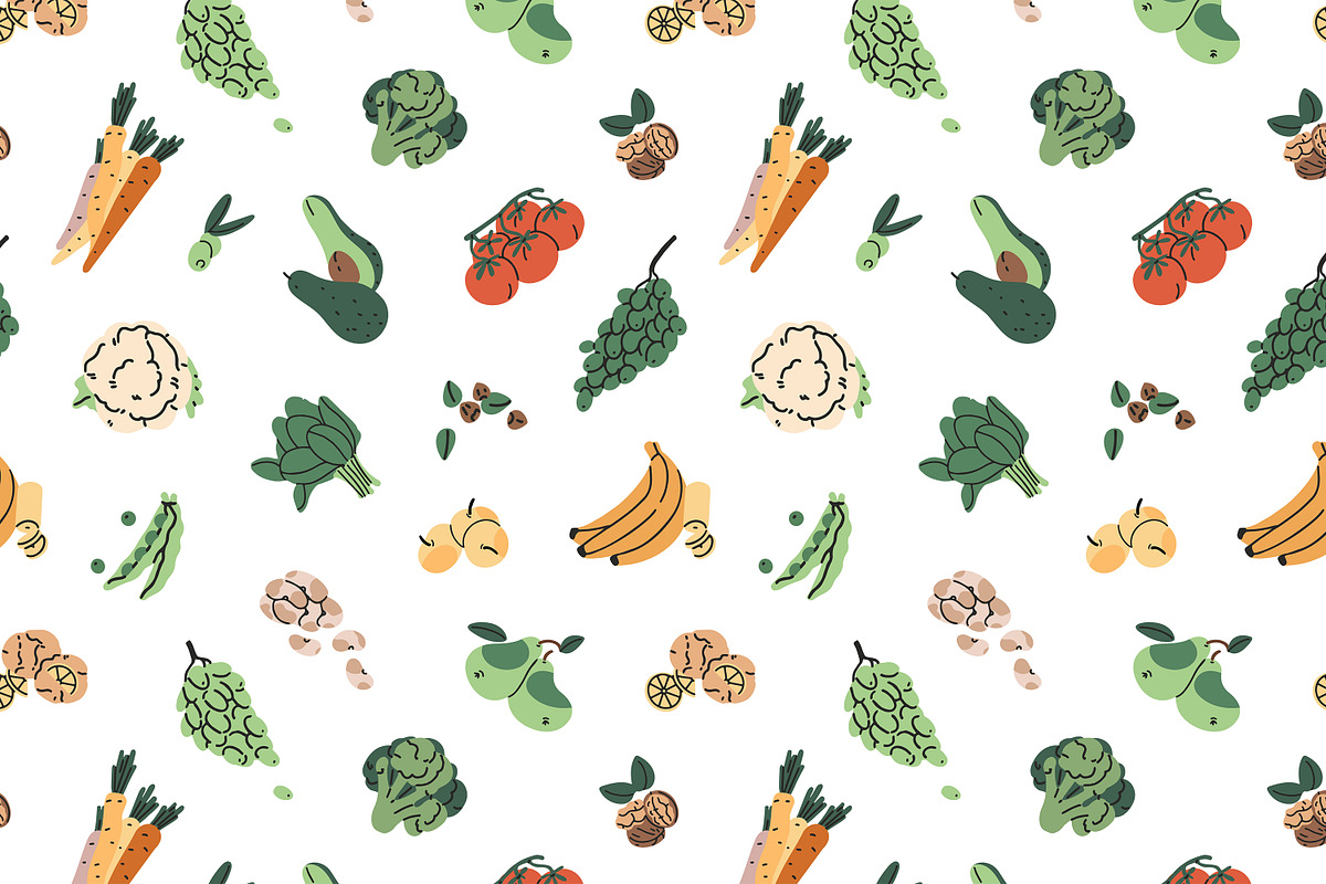 Healthy vegan food set, templates, a Food Illustration by PaperTrident (Photo 4 of 7)