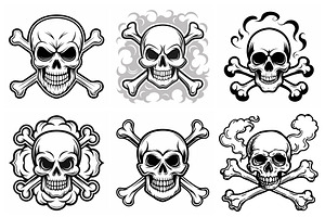 Six Skulls with Crossbones Emblems, an Object Graphic by Billah Hub