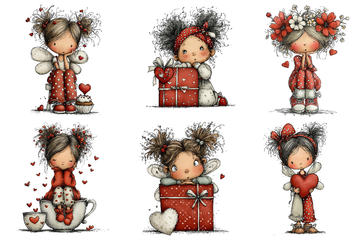 Whimsical Valentine Fairy Clipart, an Illustration by Dream Creation (Photo 5 of 6)