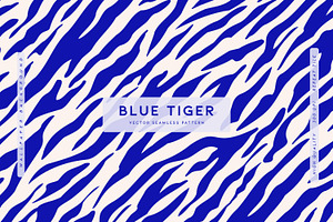 Blue Tiger Vector Animal Print