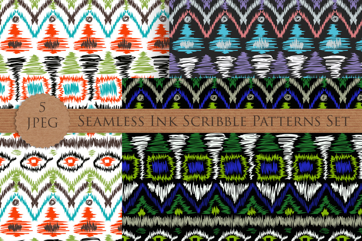 SCRIBBLE ink seamless folk patterns, a Pattern Graphic by Futurel (Photo 2 of 5)