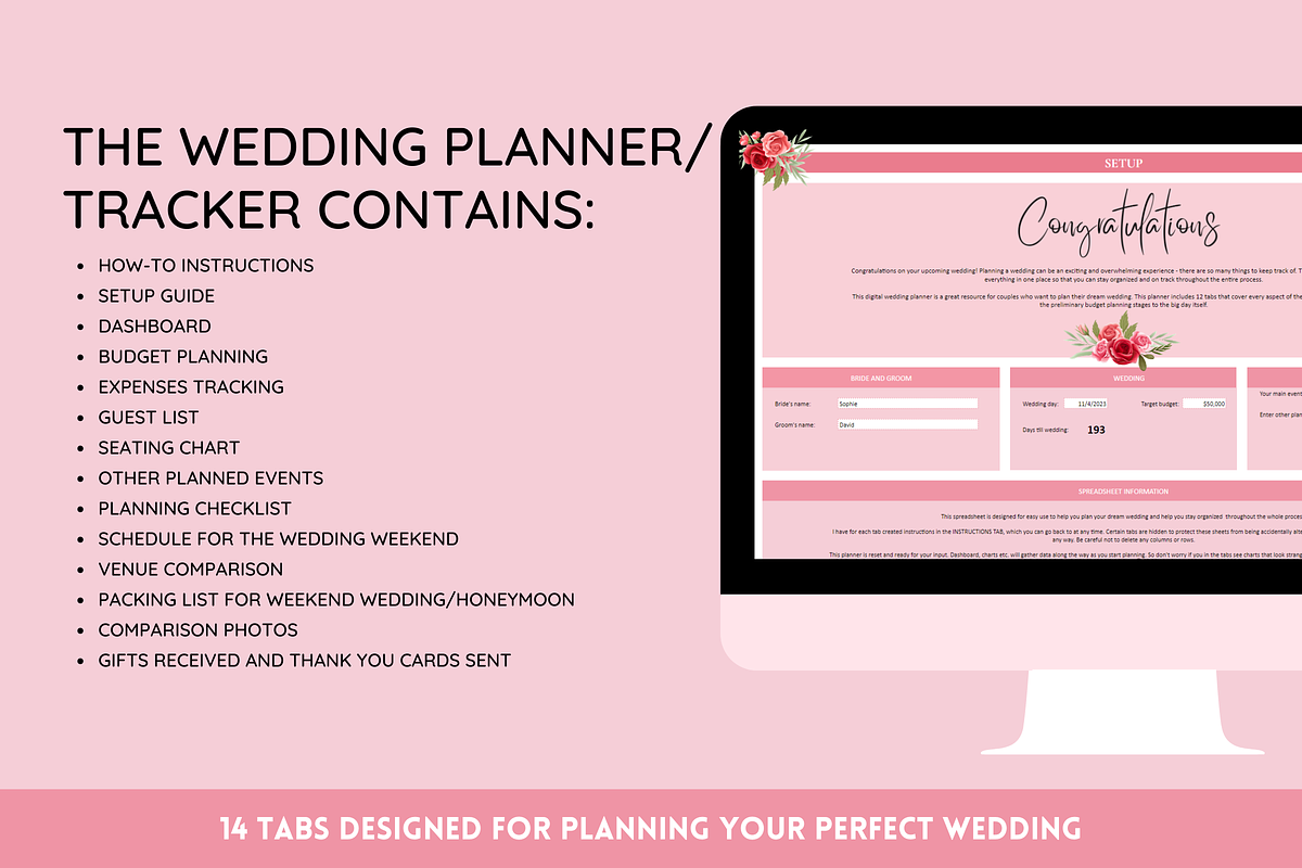 Wedding Planner Spreadsheet, a Templates & Theme by SunshineStudioBoutique (Photo 2 of 10)