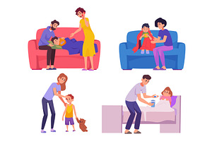 Sick kids. Little kids getting ill, an Object Illustration by Onyx
