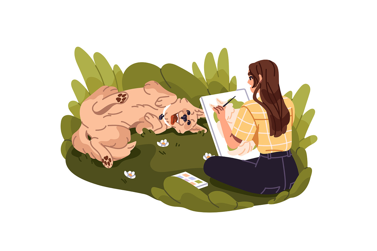 Happy people with cute pets set, an Animal Illustration by PaperTrident (Photo 4 of 9)