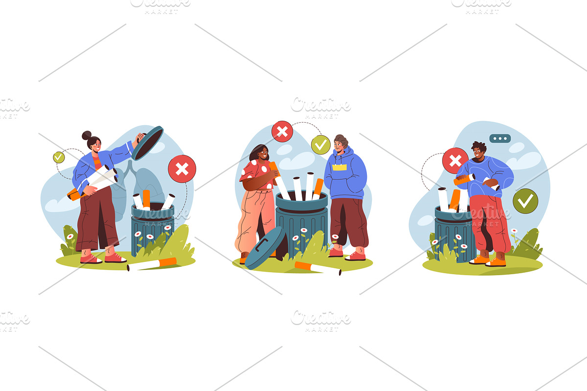 Vector poster set for stop smoking, a Healthcare Illustration by Elegant Solution