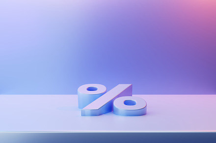 Percent sign on blue background