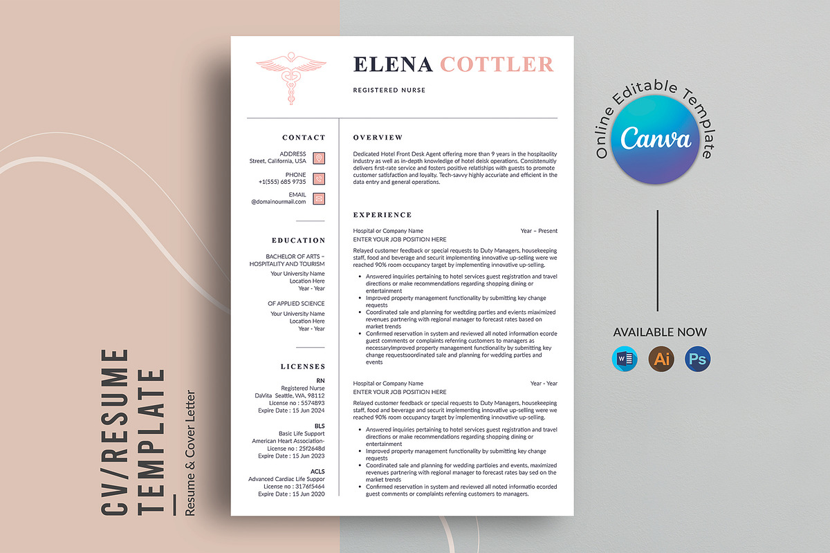 Nurse Resume, a Resume Template by DesignDevisers (Photo 1 of 11)