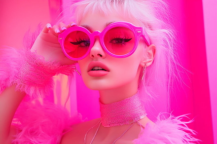 Model in bright pink scene, a Person Photo by Beautiful things