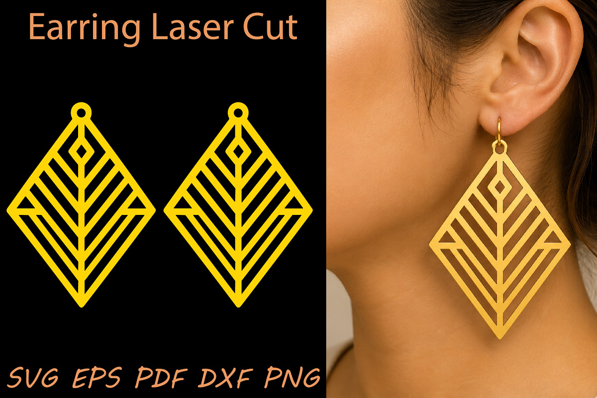 Geometric Diamond Earrings Laser Cut, an Object Graphic by Rose Art (Photo 1 of 3)