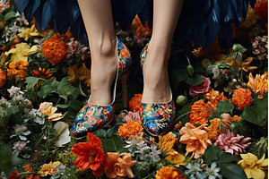 Colorful floral high heels amid, a Beauty & Fashion Photo by Lermont51