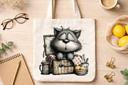 Whimsical Summer Gray Cat Clipart, an Illustration by Canvas Craft (Thumbnail 7 of 7)