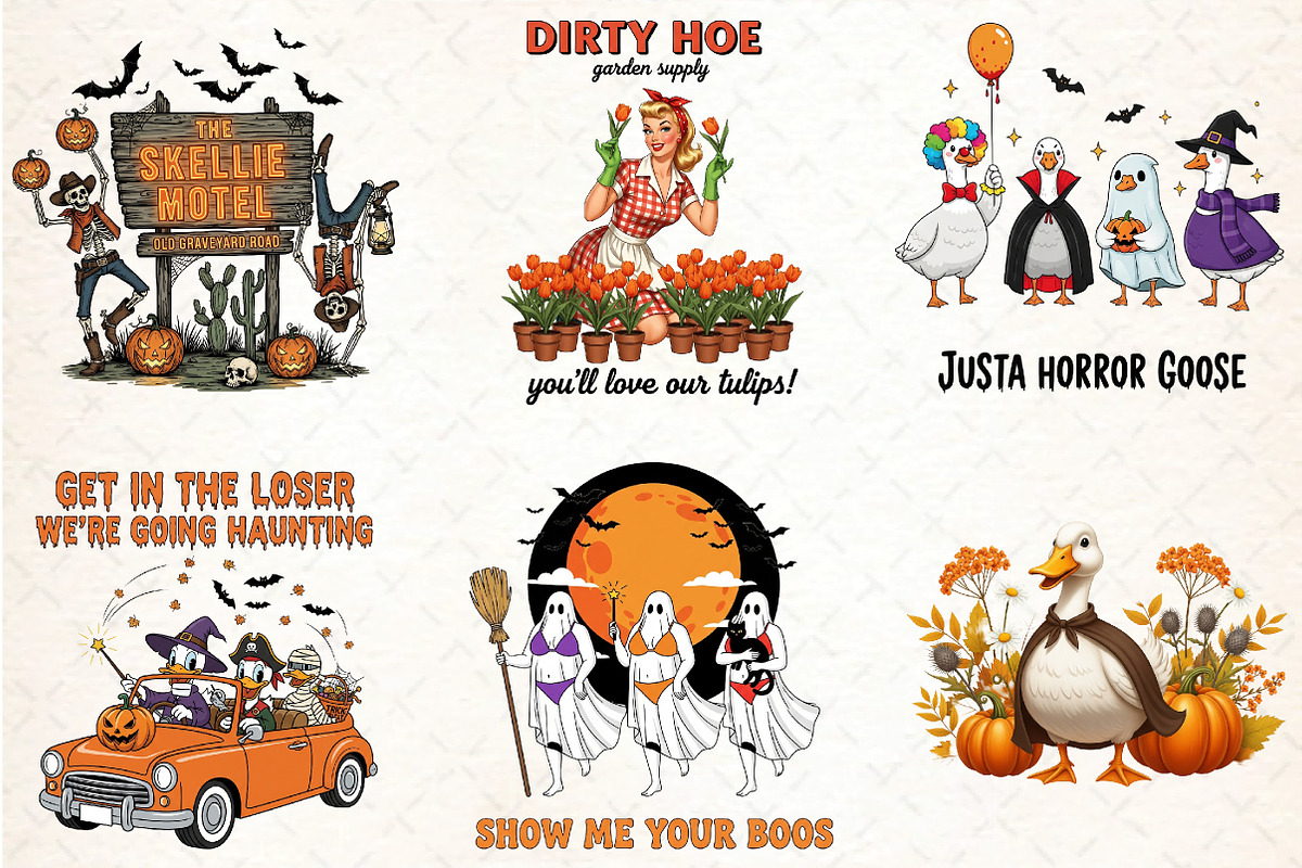 Halloween Vintage Sublimation Bundle, an Illustration by DreamCafeArt (Photo 2 of 6)