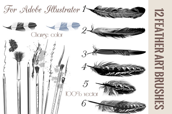 Feather brushes for illustrator preview 4