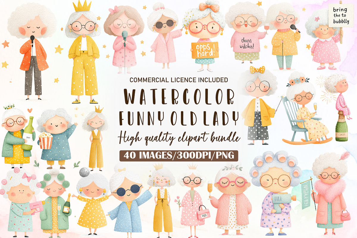 New Year Funny Old Lady Sublimation, an Illustration by Sublimation Artist (Photo 1 of 6)