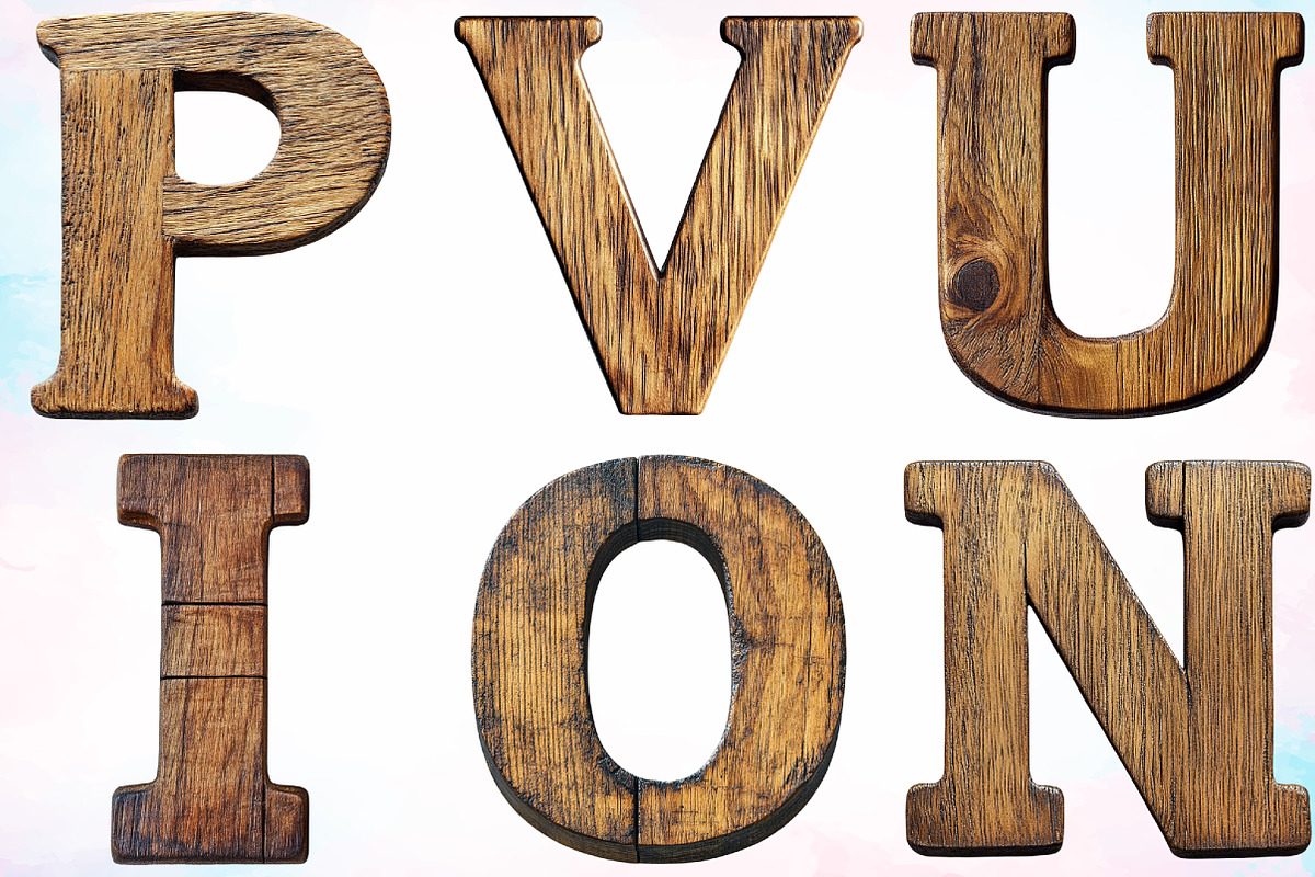 Watercolor Wooden Alphabet Clipart, an Illustration by Canvas Craft (Photo 2 of 5)