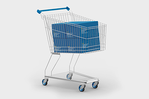 Shopping Cart With Boxes Mockup