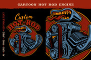 Cartoon Hot Rod Engine, an Illustration by Harry Kasyanov (Thumbnail 1 of 4)