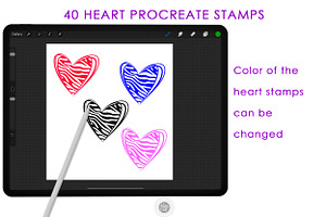 Procreate Heart Stamps 40 Brushes