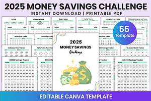 2025 Money Savings Challenge Canva, a Stationery Template by Shumaya