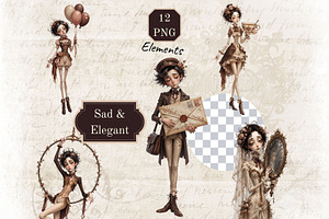 Sad Characters Clipart Set