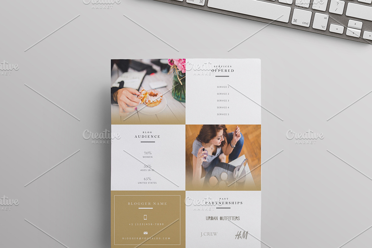 Beauty Blogger Media Kit (Gold), a Stationery Template by Blogger Kit Co. (Photo 3 of 3)