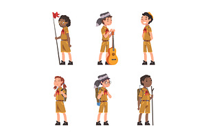 Little Boy and Girl Scout in, a Person Illustration by TopVectors
