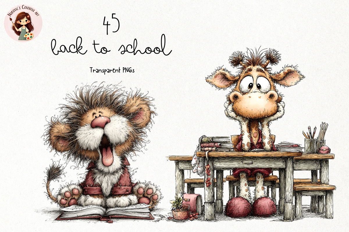Back To School Animals Clipart, an Education Illustration by Nicolle's Colorful Art (Photo 1 of 4)